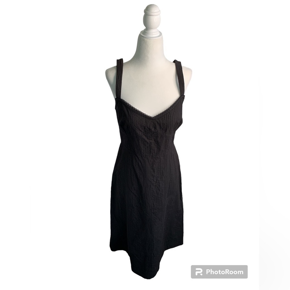 J. Crew Collection Sweetheart Stretch Crochet Cotton Black Dress sz 4